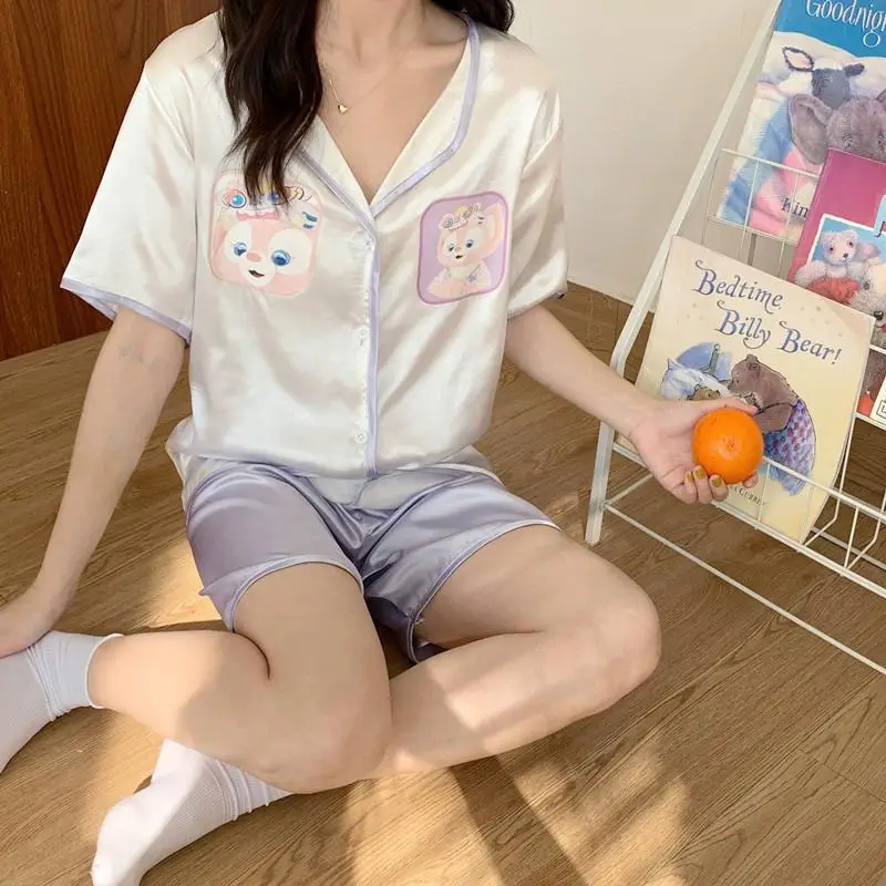 

2022 New Kawaii Sanrioed Cinnamoroll New Summer Short Sleeve Shorts Ice Silk Pajamas Wearable Loungewear Toys for Girls