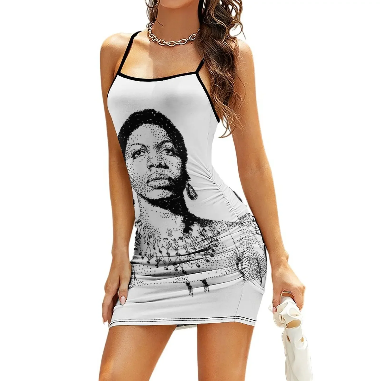 Nina Simone Портрет Знаменитый джазовый музыкант Платье на бретельках Вечерние