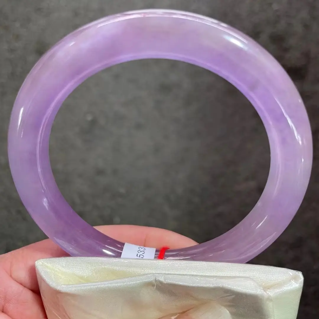

New Natural Burma Jadeite Purple Exquisite Round Bar Bracelet Fashion Atmosphere Jewelry Fine Bangle Top Accessories Lucky Gift