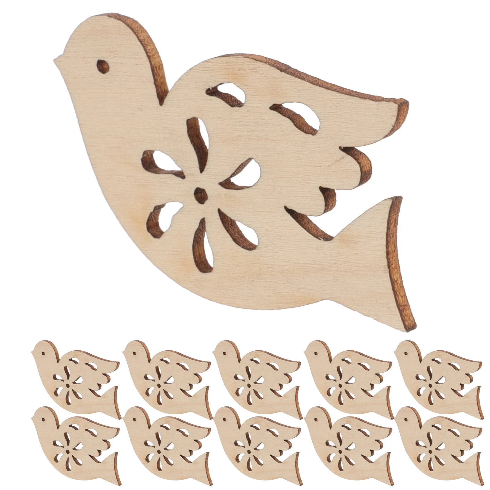 

20 Pcs Blank Wooden Bird Cutout Wooden Crafts Bird Pendant Peace Dove Unfinished Ornament Pigeon Slices Hollow Chips Hanging
