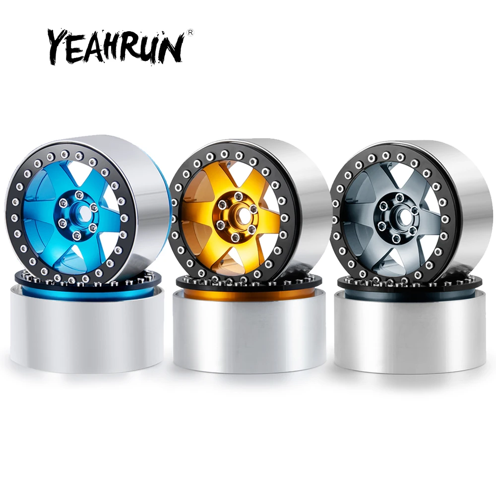 

YEAHRUN 4Pcs Metal Alloy 2.2inch 35mm Beadlock Wheel Rims Hubs for Axial SCX10 II 90046 Wraith TRX-4 1/10 RC Crawler Car Model