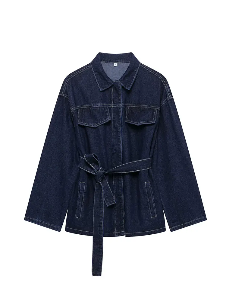 TRAF 2025 весенний повседневный шикарный женский костюм джинсовый однобортный