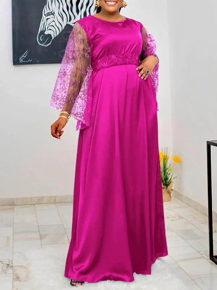 

VONDA 2022 Women A-Line Dress Casual High Waist Maxi Robe Female Elegant Party Long Dresses Holiday A-Lined Vestidos Oversize