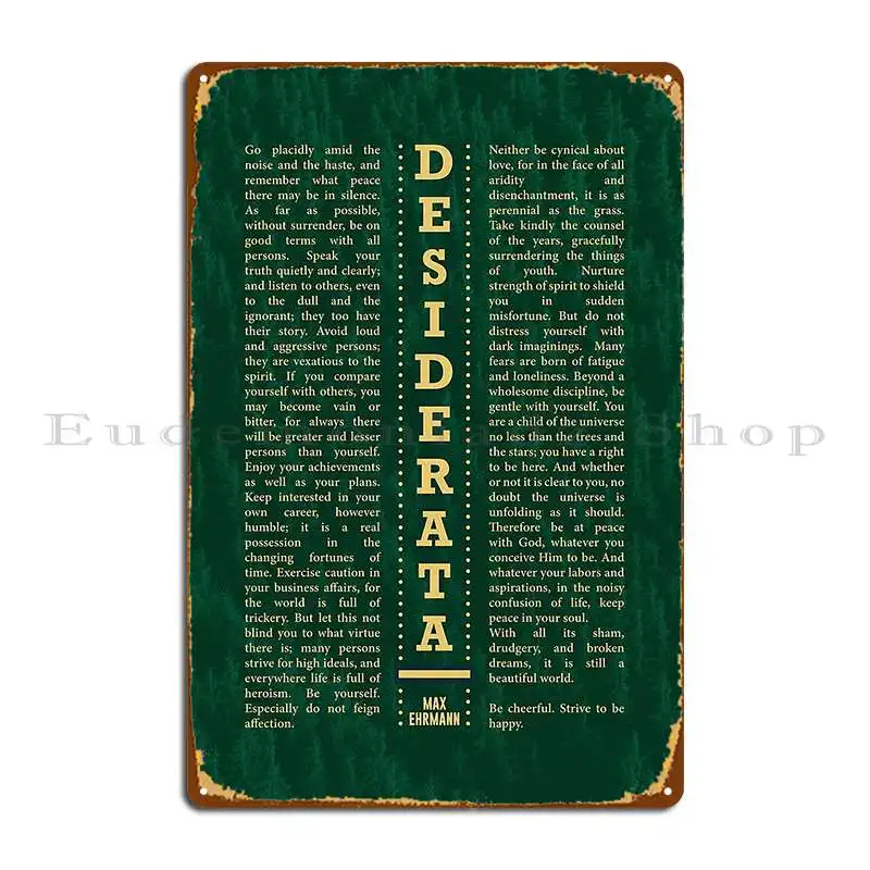 Desiderata Макс эрманн типография печать 27 литературный плакат металлический знак