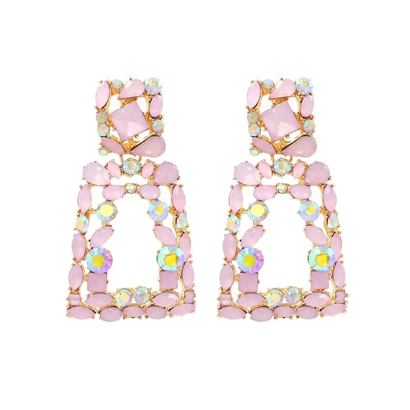Новые Модные Цветные Серьги AB в европейском и американском стиле, крупные геометрические серьги с бриллиантами для женщин