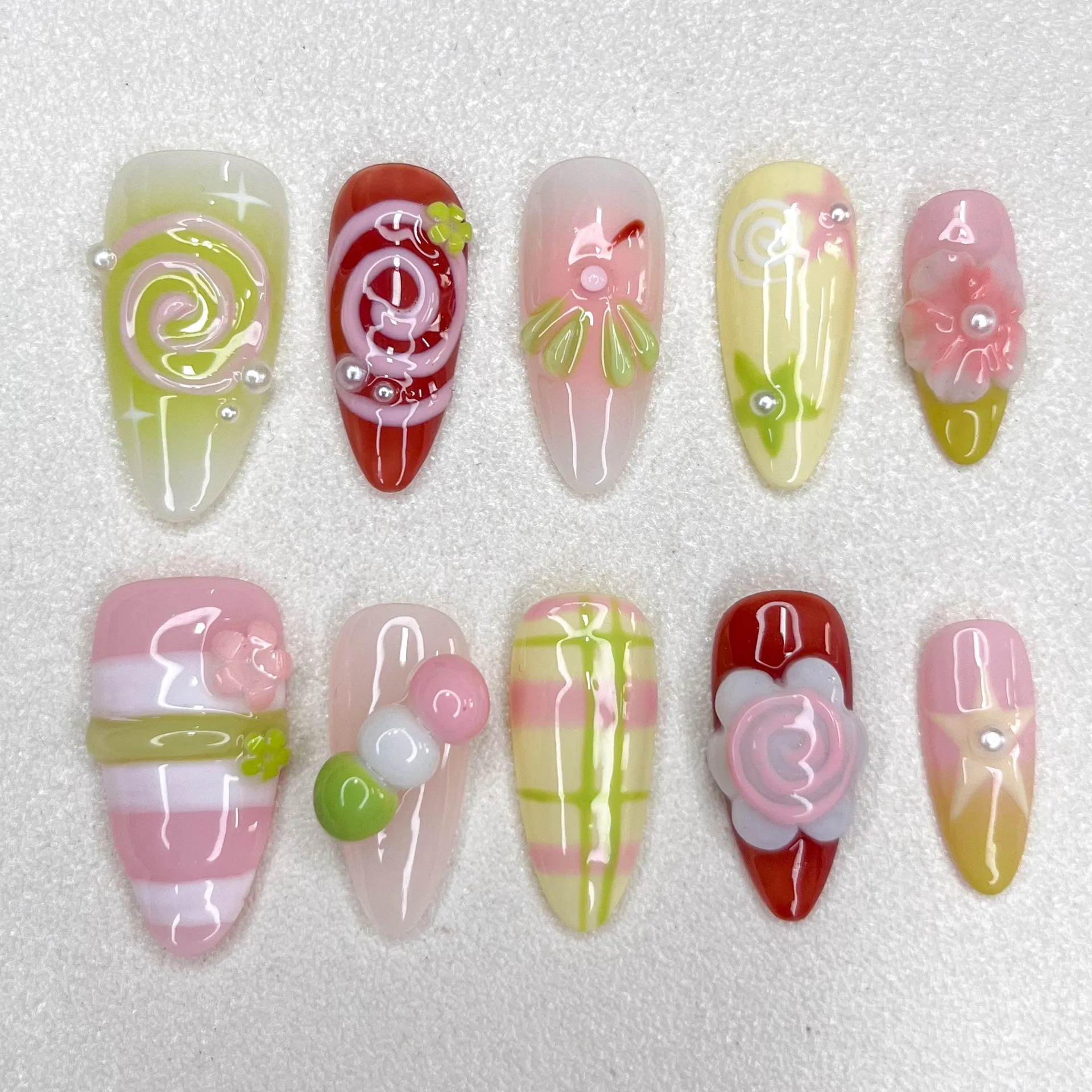 Новый рельефный дизайн ручной работы стиль маникюра накладные ногти