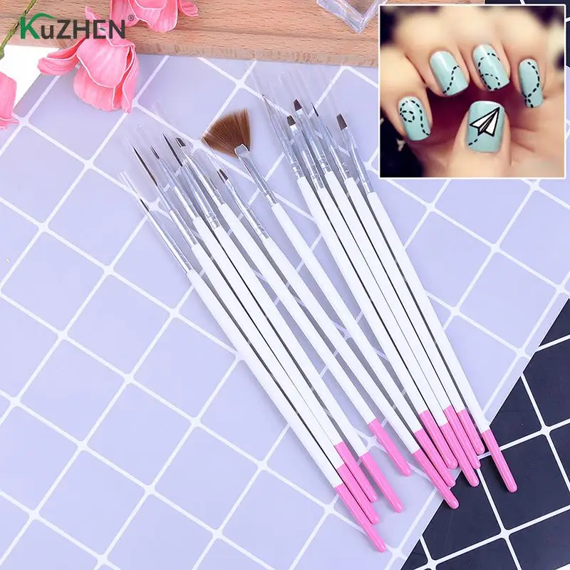 

12 шт./компл. Кисть для ногтей украшения набор инструментов diy красочный лак для ногтей УФ-гель для ногтей кисти