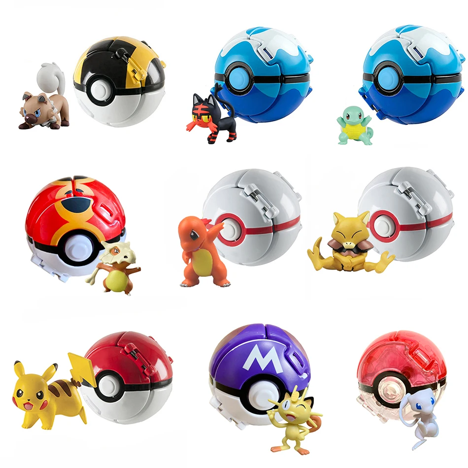 

Pokemon Pet Elf Ball Pokeballs Box Elf Ball Deformation Toys Pocket Monster Pokeball Pikachu Anime Figure Model Dolls Kids Gift