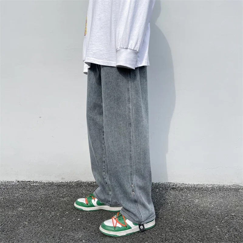 High Quality Straight Leg Jeans Mens Korean Fashion Trends Daily Clothing Teenage Baggy Denim Pants Streetwear Designer Bottoms