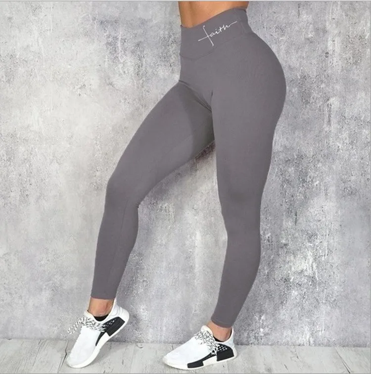 Fitness Push Up Sports Leggings Women's Letters Printed Skin-friendly Casual Stretchy Slim Yoga Pants for Yoga Cycling Leggings