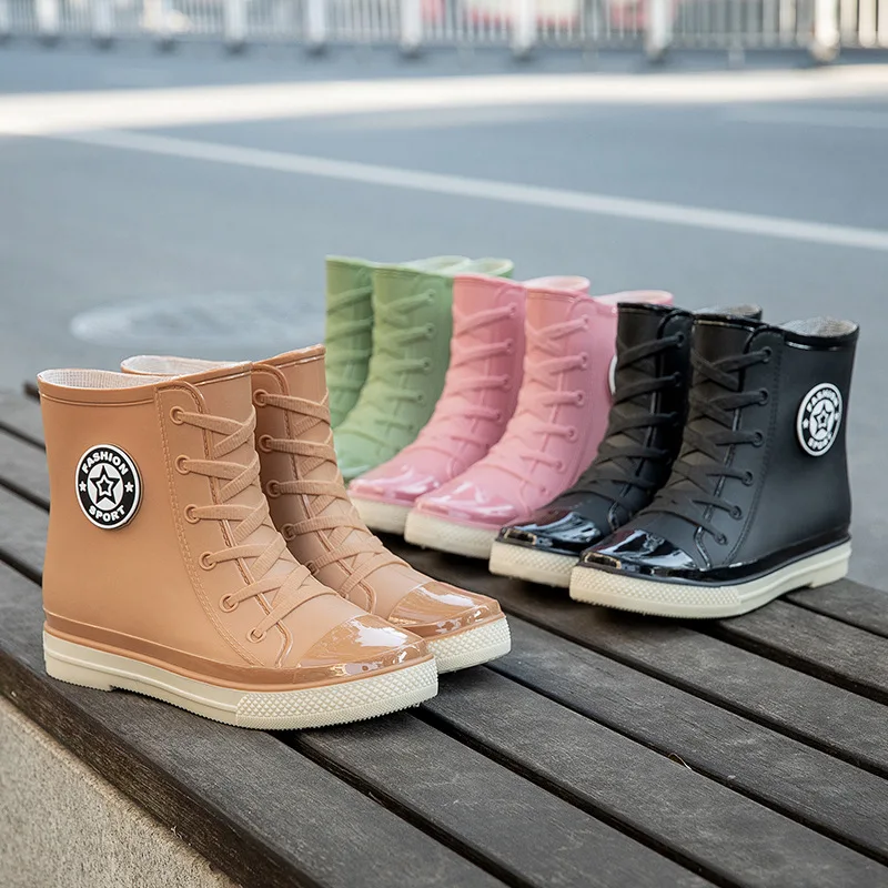 Women Rain Boots Girls Winter New Fashion Warm Water Boots Female Autumn Non-slip Waterproof Work Shoes