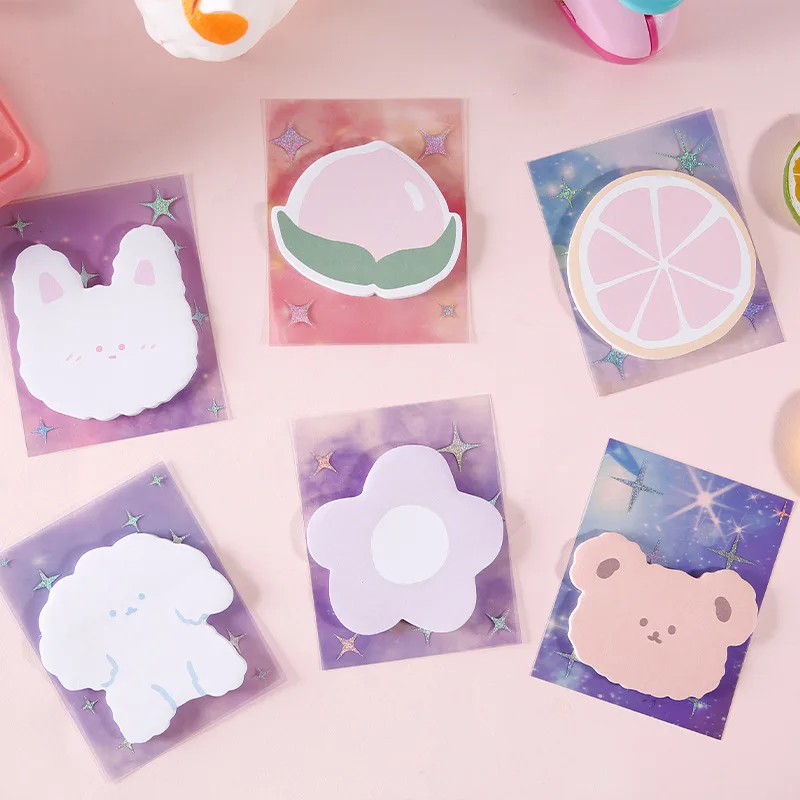 30 Pcs Cute Fruits Animal Cartoon Sticky Notes Self-stick Memo Pad Sets For Pet Lovers Kids Girls