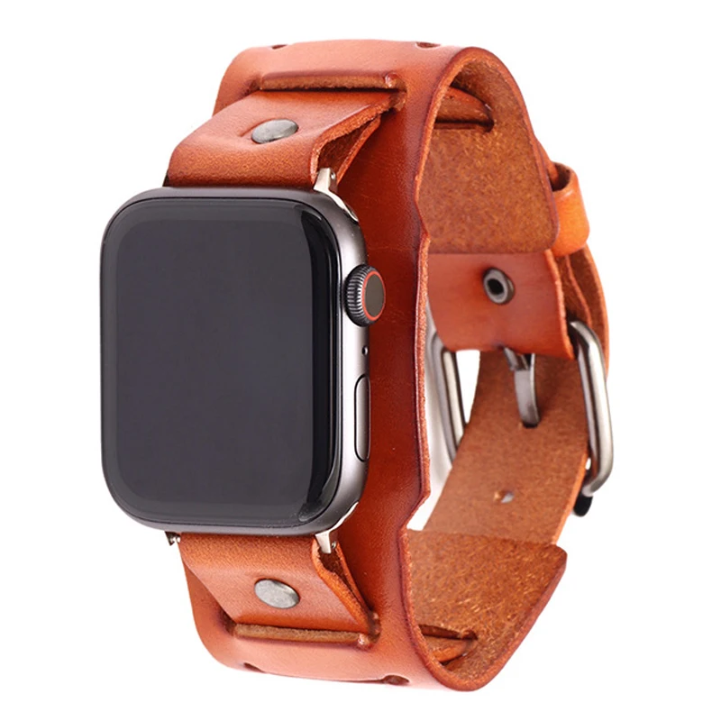 

Ремешок из натуральной кожи в стиле ретро для Apple watch Series 5 6 se 7 8, браслет для Apple watch band 49 мм 40 мм 45 мм 41 мм iwatch