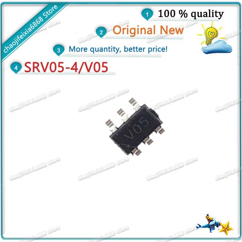 10 шт./лот! SRV05-4 V05 SRV05-4.TCT SOT-23-6 VO5 5V 4-проводной телевизионный чип с подавлением