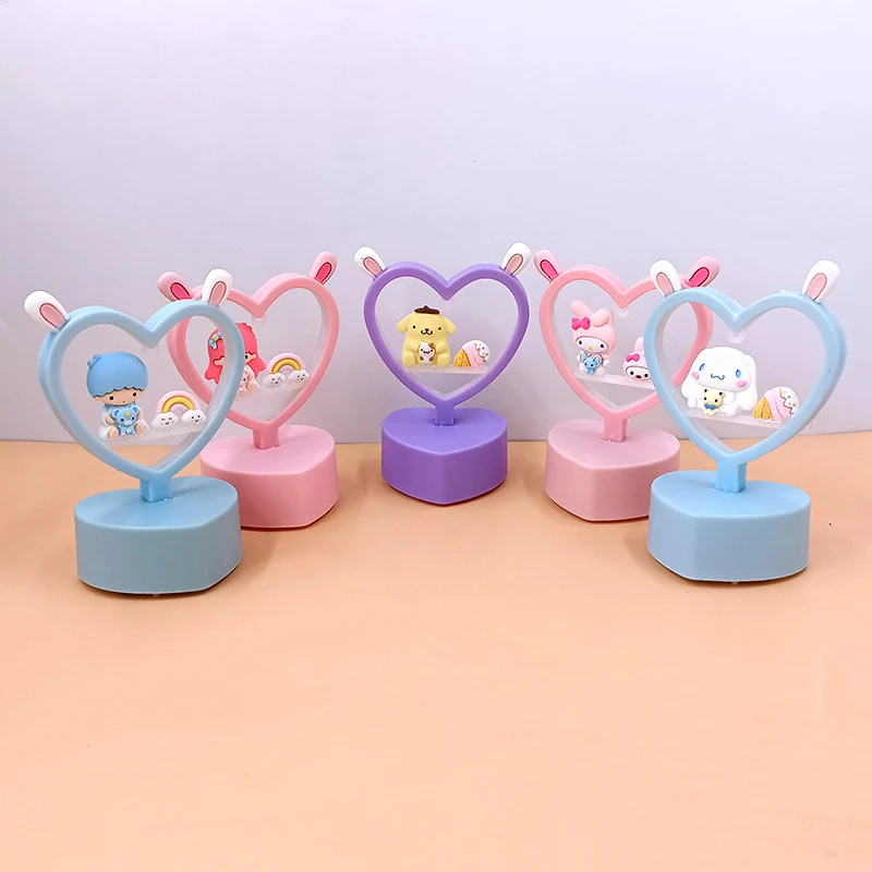 2022 Sanrio мечтательный атмосферный светильник в форме сердца Hello Kitty Kuromi My Melody мини