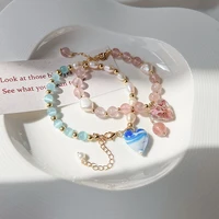 2022 new arrival bracelets fashion bracelets women toggle clasps trendy crystal bezel setting heart pink elegant trendy jewelry
