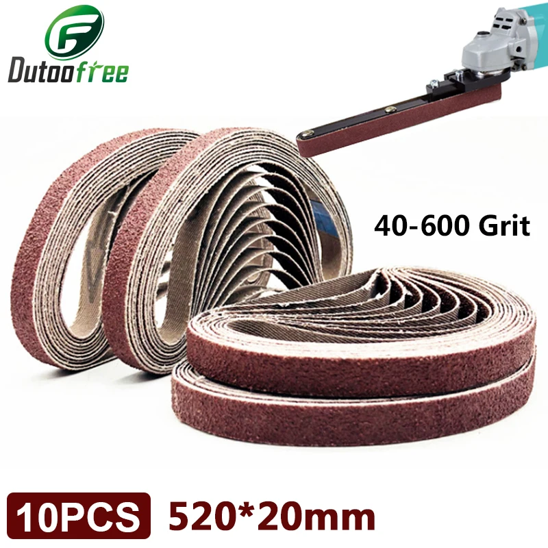Шлифовальные ленты 10 шт./лот, 520*20 мм, абразивная шлифовальная лента для дерева, мягкого металла, шлифовальные полировальные инструменты P40 - P600 Шлифовальные ленты 10 шт./лот, 520*20 мм, абразивная шлифовальная лента для дерева, мягкого металла, шлифовальные полировальные инструменты P40 - P600