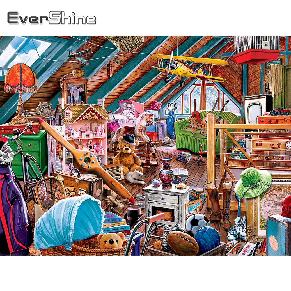 

EverShine алмазная вышивка пейзаж алмазная мозаика дом картина стразы Новое поступление Алмазная живопись мультфильм нести вышивка крестиком искусство стены