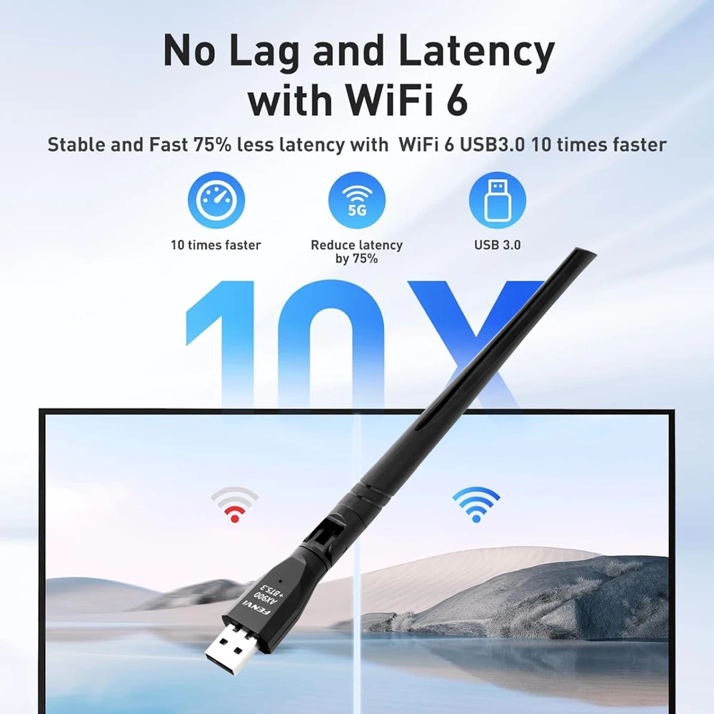 Фото 2 в 1 WiFi6 WiFi адаптер AX900 BT5.3 двухдиапазонный 900Mbps беспроводная сетевая карта Wifi Антенна Dongle Бесплатный диск для ПК Win10 11 №5