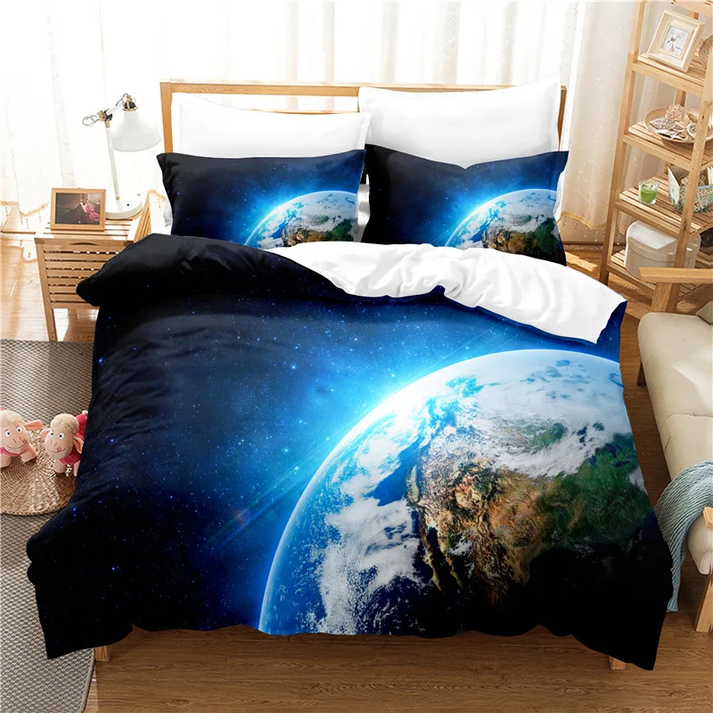 

Earth Duvet Cover Set King/Queen Size,Galaxy Outer Space Universe Theme Bedding Set Planet 2/3pcs Polyester Comforter Cover