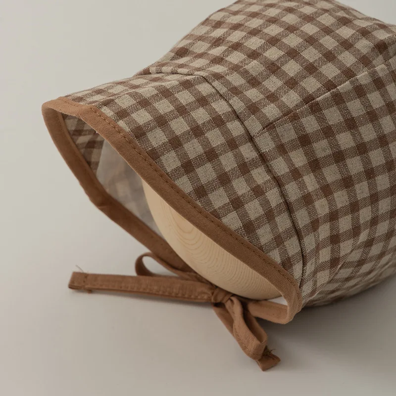 Весенняя Клетчатая Стандартная Детская Шапка В Стиле Ретро С Большими Полями