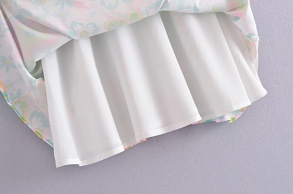 Sweet Floral Print Shirt Vintage Cute Ruffle Crop Top Women Sexy Collar Puff Sleeve Summer Blouse Femme Holiday Boho Tops | Женская