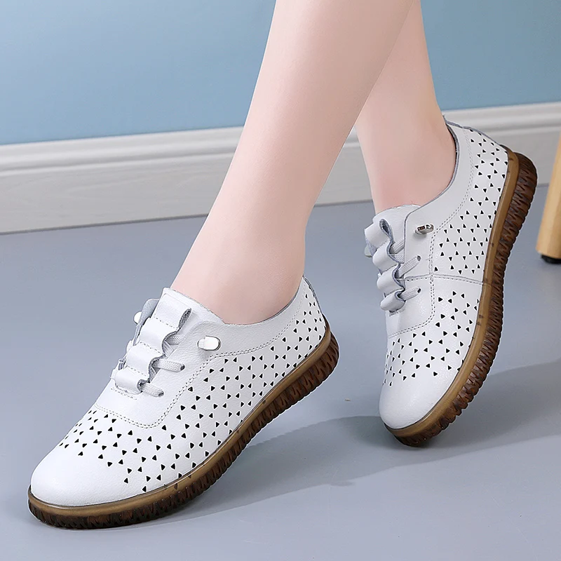 

Кроссовки Maogu женские кожаные легкие, повседневная обувь, без шнуровки, плоская подошва, дышащие, 41