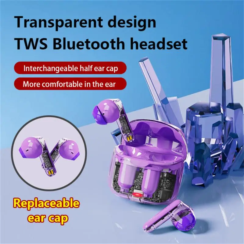 

2023 Mini Space Capsule Transparent New Headset Wireless Dual Ear Intelligent Noise Reduction TWS BT 5.3 Game Sports Headset