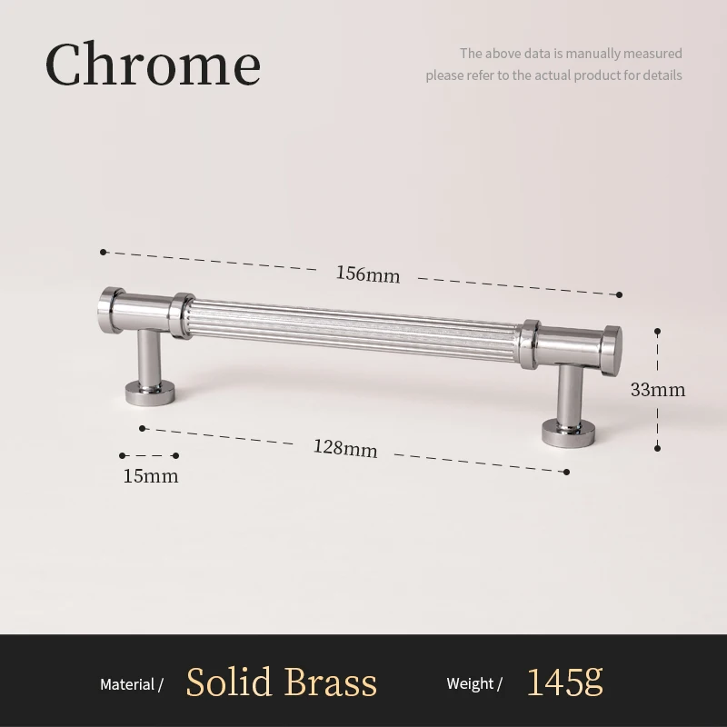 Santaya Роскошная мебельная ручка из цельной латуни, ребристая романтическая стильная хромированная серебряная Т-образная перекладина для кухонного шкафа, медная ручка для двери шкафа