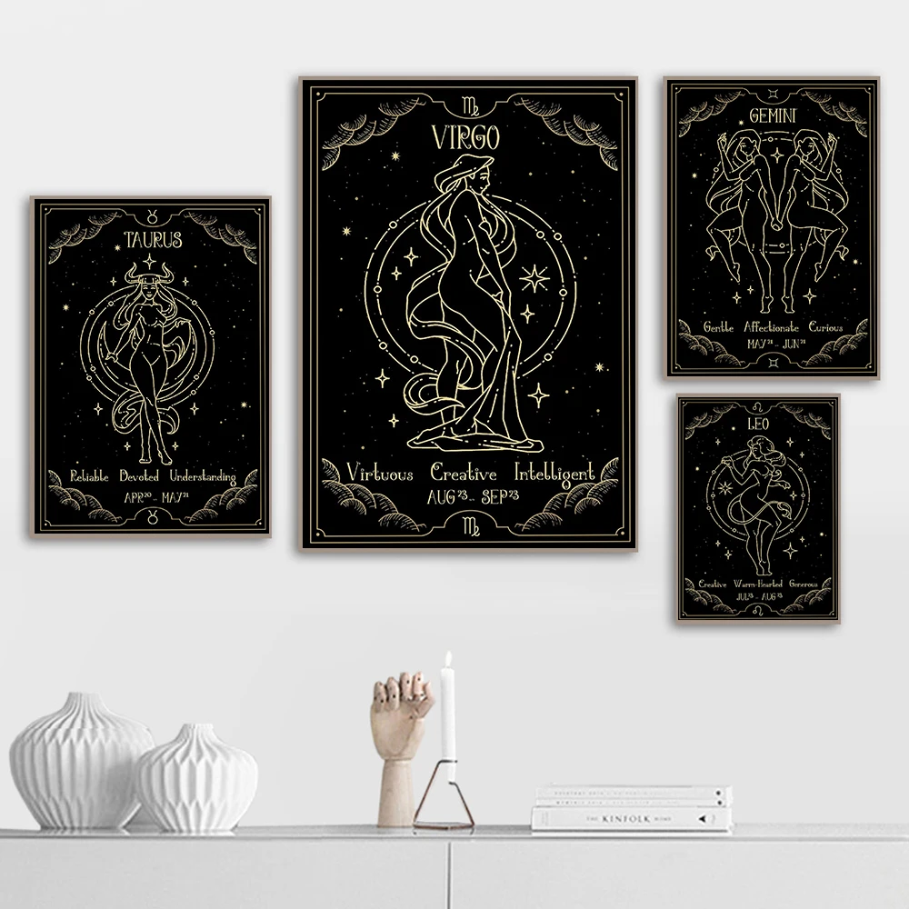 

Modern Poster Astrology Sign Canvas Painting Abstract Art Print Constellation Nursery Wall Picture For Living Room Home Decor