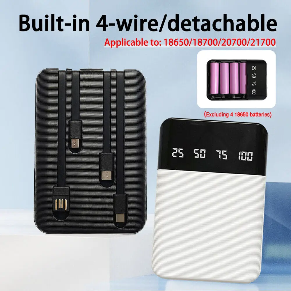 

5V 4 Slots 21700 18650 Battery Box Case DIY Power Bank Charger Shell Charging Case For 4x 3.7V 18650 18700 20700 21700 Batteries