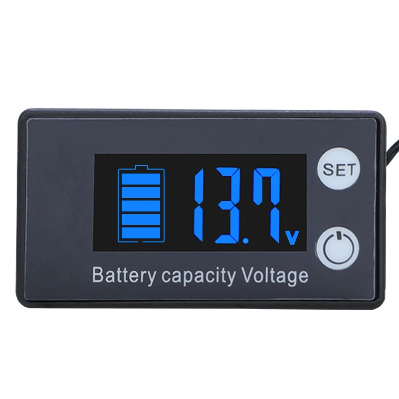 

Voltmeter Battery Capacity Tester Black Housing DC 7-70V Red/White/Blue/Green Display With Temperature Measurement