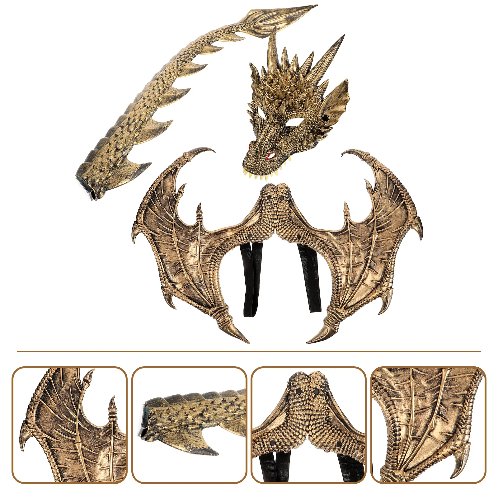 

Halloween Dragon Mask Costume Kit Ultra Light Cosplay Props Rubber Foam Dress Up Wings Child