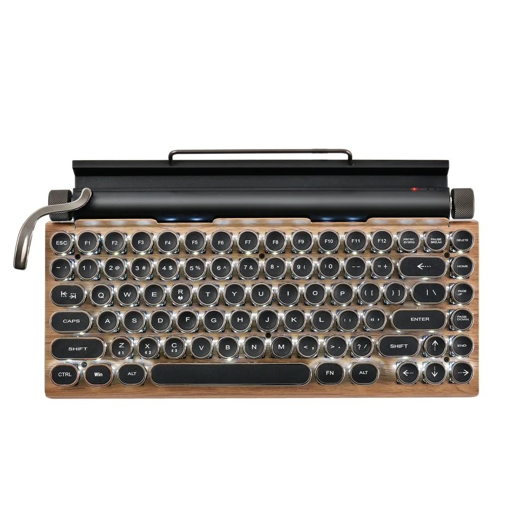 

Retro Typewriter Keyboard with Bluetooth 5.0,Multi Devices Connection Classical Punk Round Keys for Desktop PC/Laptop Mac/Phone