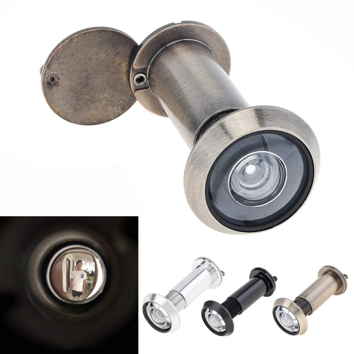 

Door Viewer Peephole Zinc Alloy 200 Degree Rotating Privacy Cover for 1.57inch to 2.56inch Doors Thickness Home Office Hotel