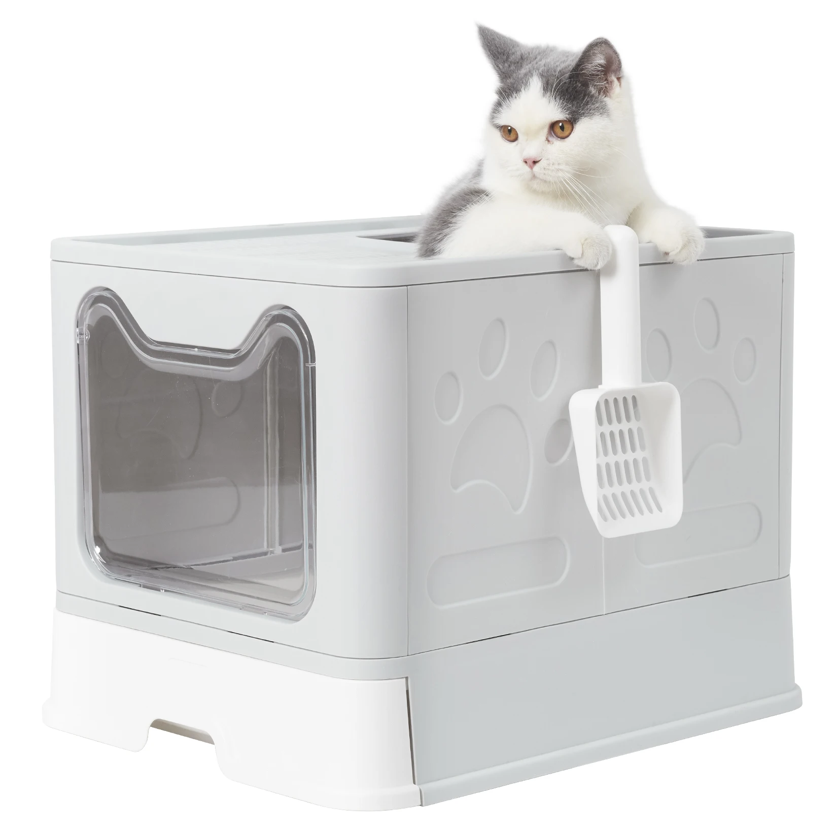 With Lid Foldable Large Kitty Litter Boxes Cats Toilet Including Plastic Scoop