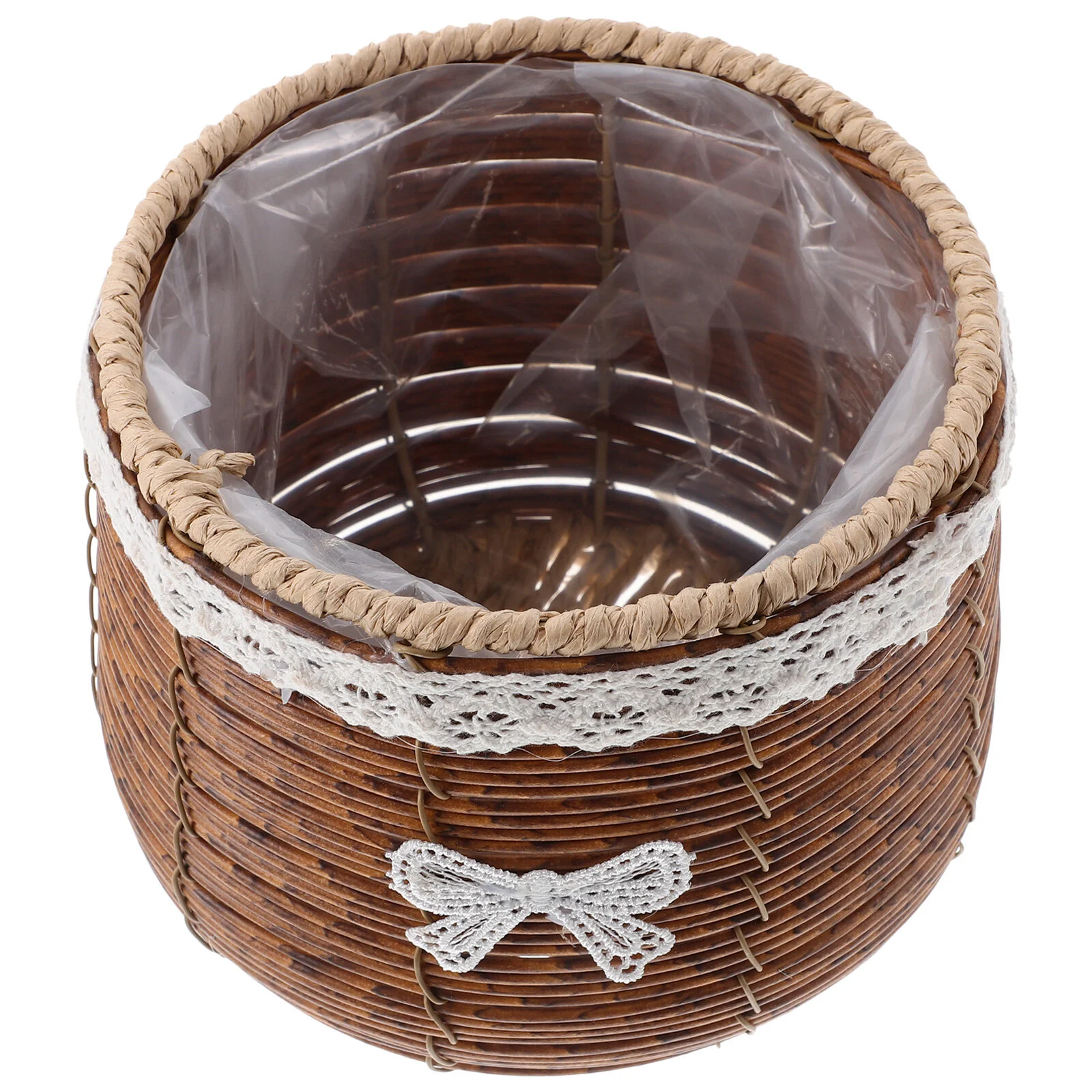 

Basket Woven Design Planter House Pots Flowerpot Weaving Planting Plastic Decorative Indoor Plants