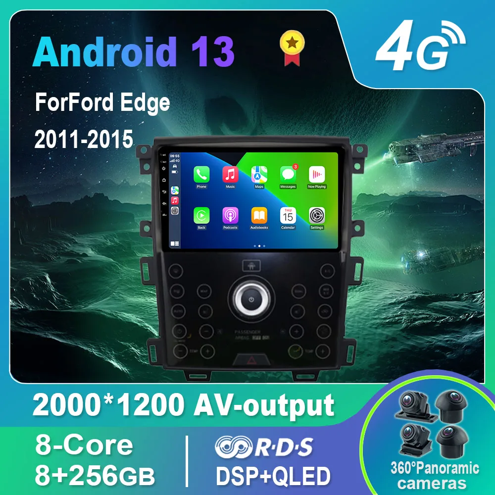 

Автомагнитола на Android 13,0/Мультимедийный видеоплеер для Ford Edge 2011-2015 GPS QLED Carplay DSP 4G WiFi Bluetooth