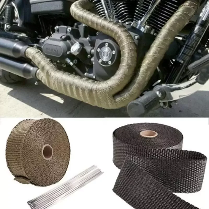 

Motorcycle Thermal Stainless Ties Incombustible Turbo Manifold Heat Exhaust Wrap Tape Motorcycle Accessories Auto Parts