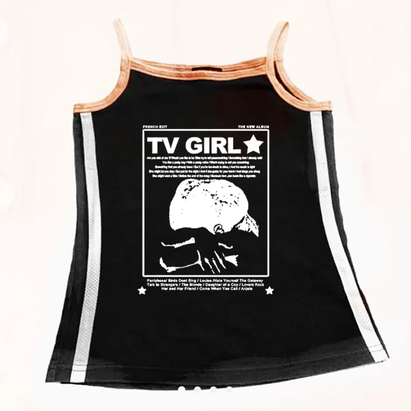 Женский укороченный топ на бретелях с буквенным принтом Y2K