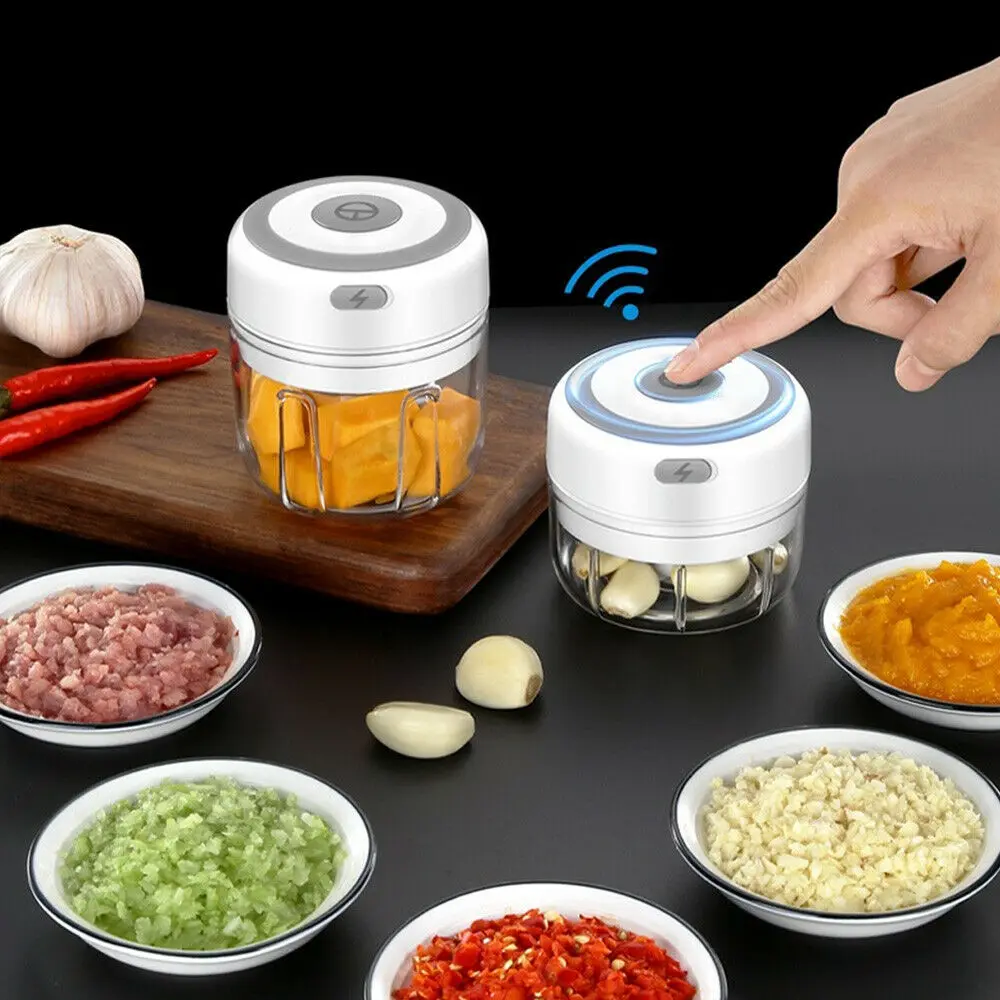 

100/250ml Electric Garlic Crusher Mini Garlic Masher USB Charging Meat Chopper Wireless Portable Spice Food Chopper Kitchen Tool