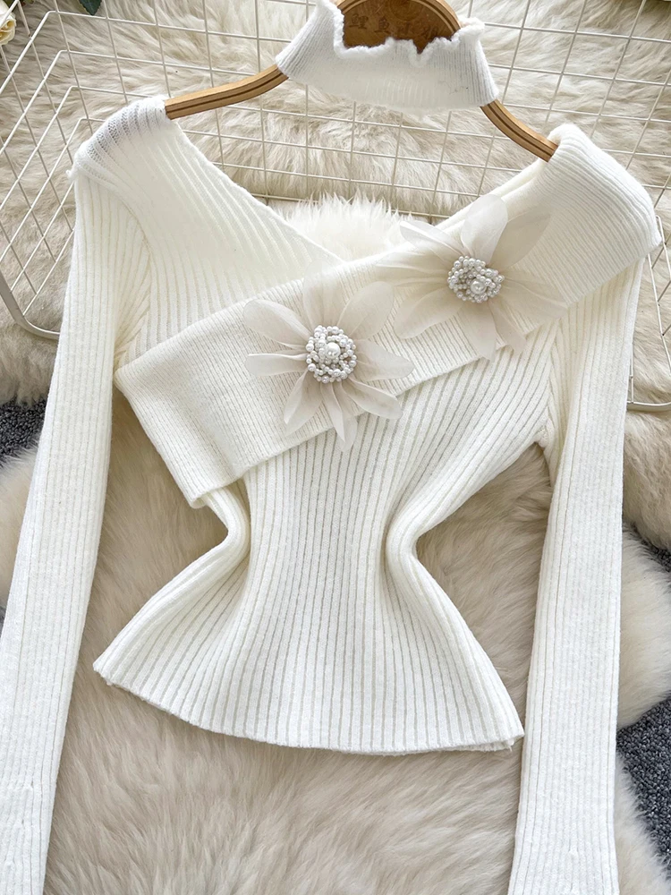 EWQ французский стиль с v-образным вырезом и трехмерным цветочным принтом для