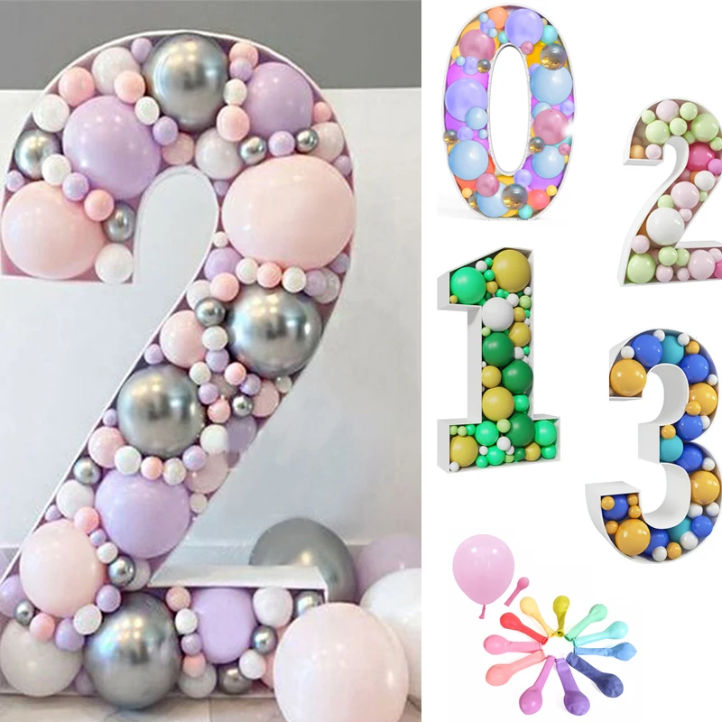 

73cm Large Number Balloon Filling Box Birthday Party Mosaic Number Decor Baby Shower Boy Girl Decoration Anniversary DIY Wedding