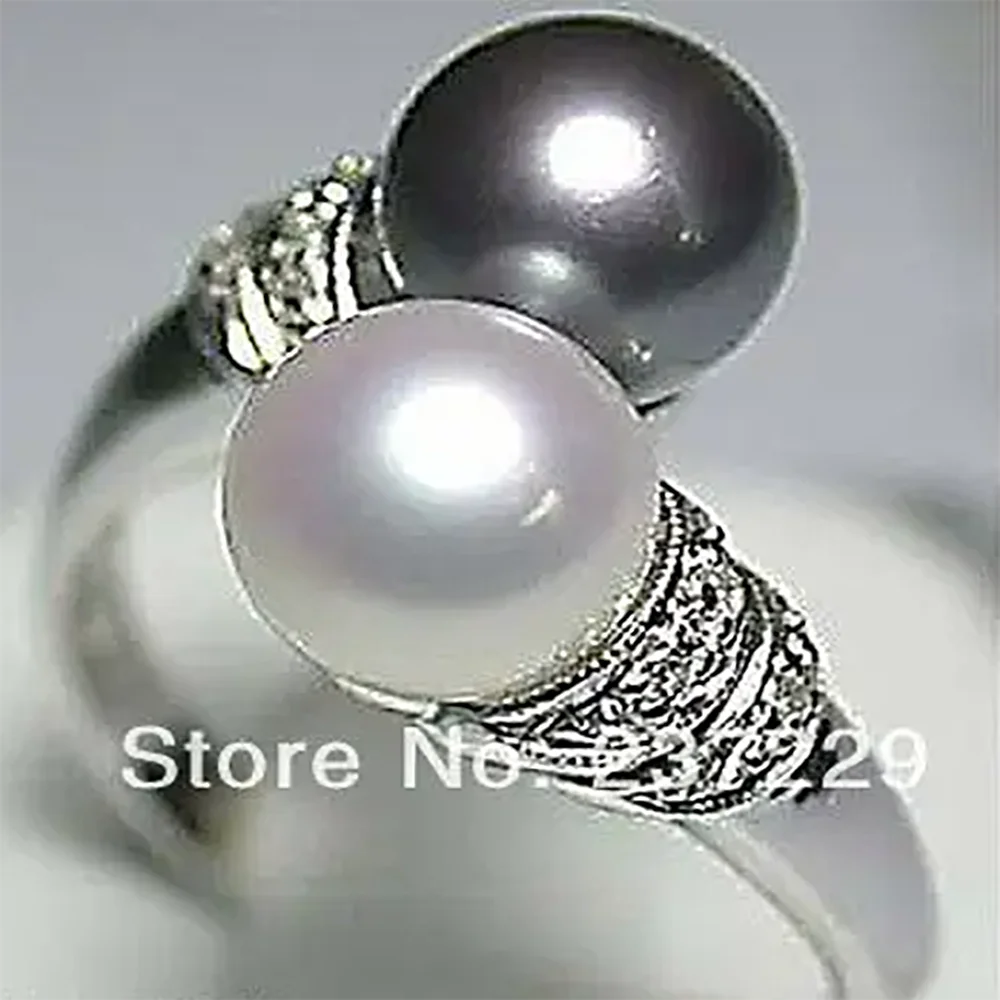 Горячая распродажа! Серебряное кольцо с настоящим черно-белым пресноводным