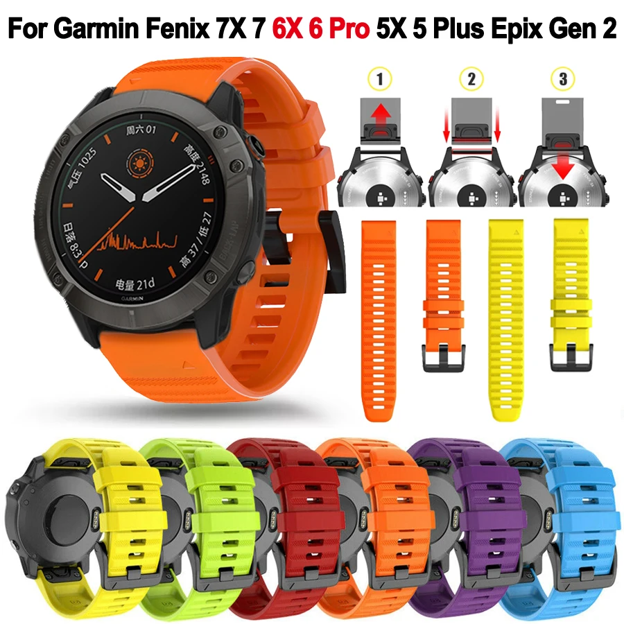 

22 26mm Quickfit Silicone Watchband For Garmin Fenix 7X 7 6X 6 Pro 5 5X Plus 3HR Forerunner 935 945 Epix Gen 2 Strap Bracelet