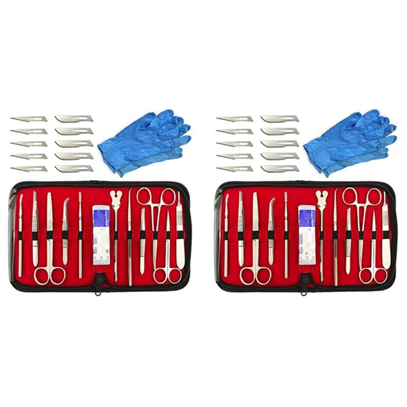 

44 Pieces Of Suture Tools Stainless Steel Suture Experiment Equipment Tools Probe Scissors Tweezers