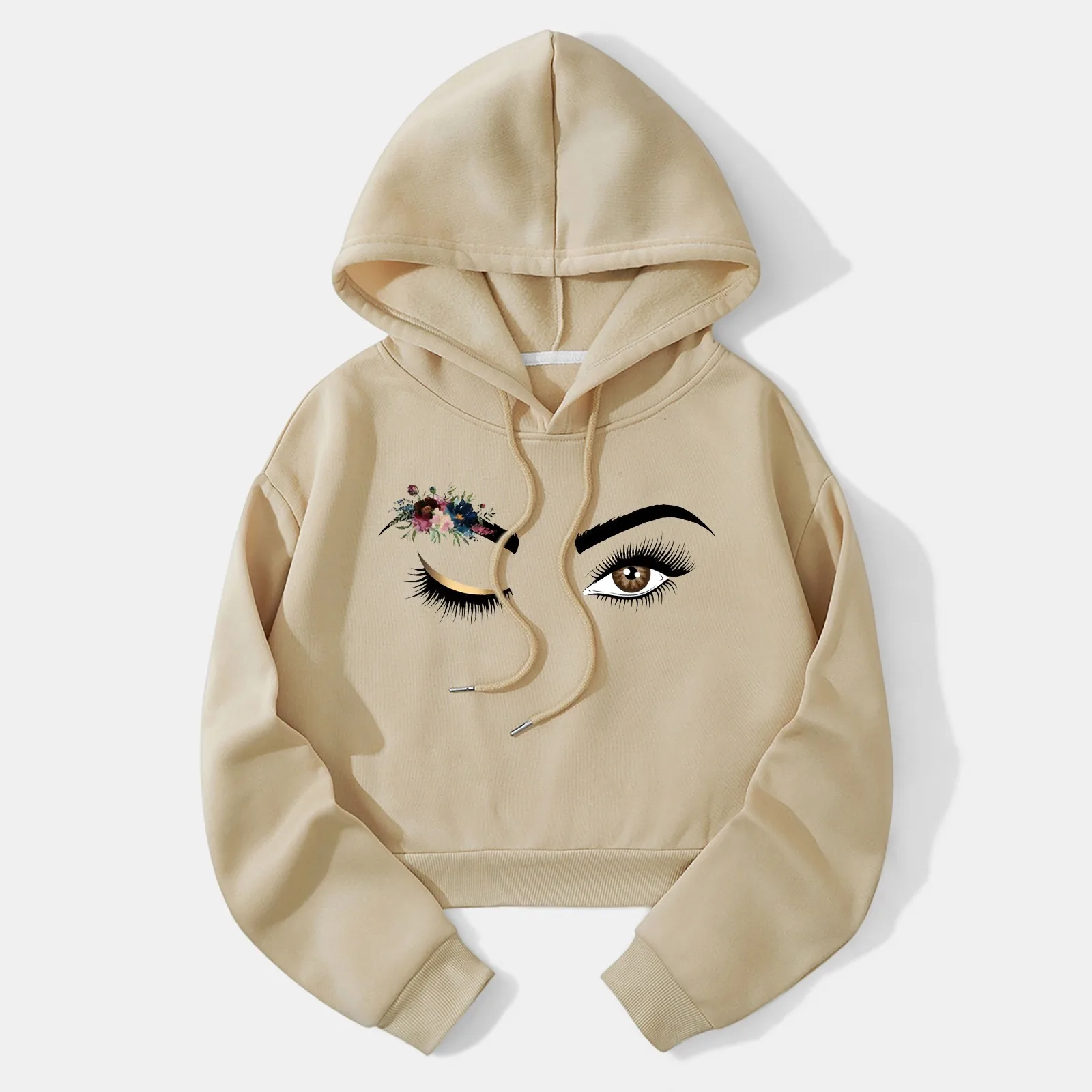 

Eyelashes Print Hoodies Women Sweatshirt 2023 Fashion Printed Long Sleeve Hooded Pullovers Tops Spring Autumn Female Clothing