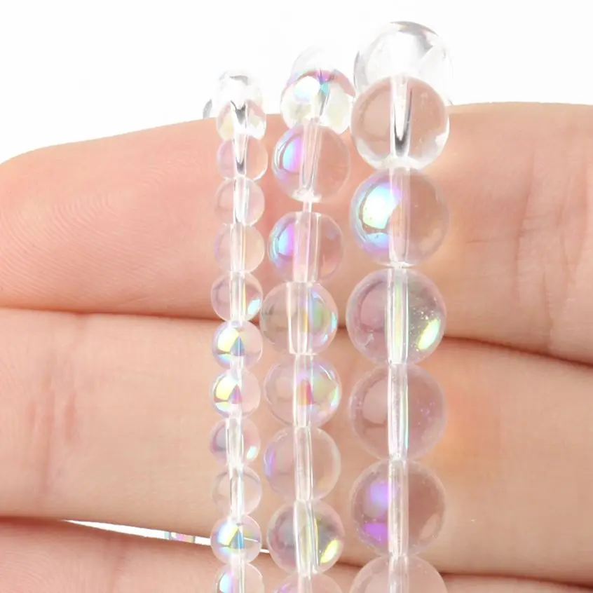 Бусины из прозрачных кварцевых кристаллов, 4/6/8 мм