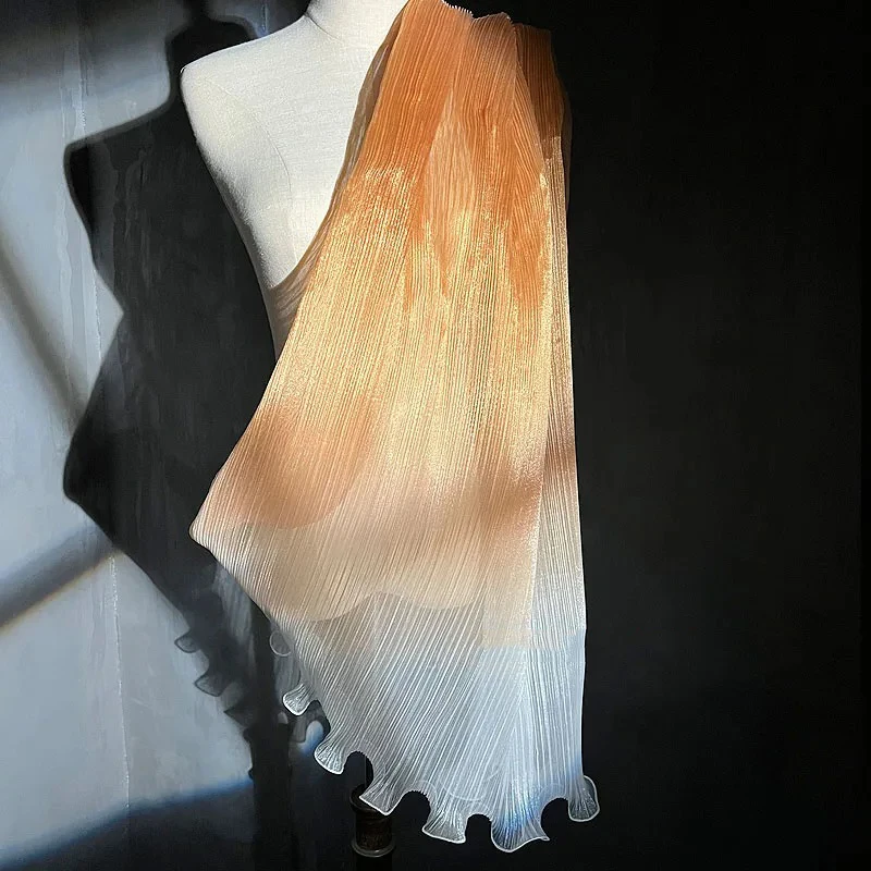 Градиентная золотистая кофейная цветная дробленая большая волнистая ткань из