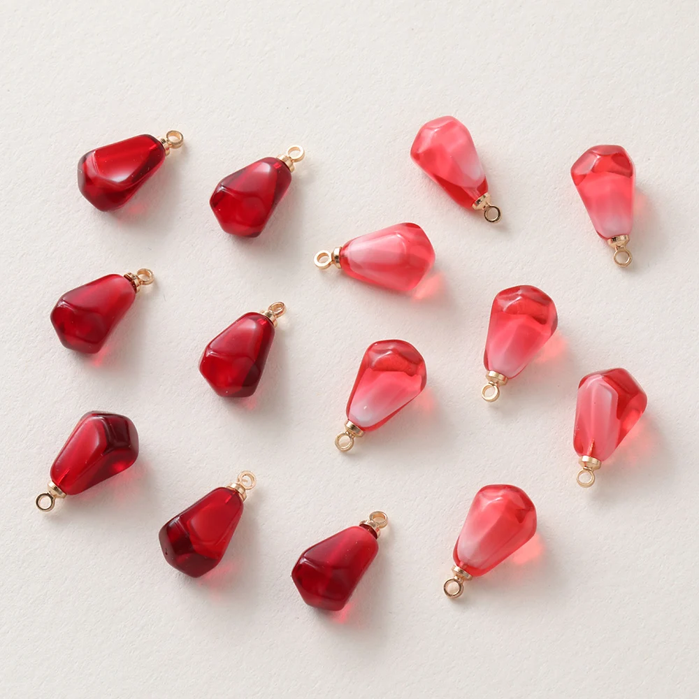 

4PCS Mini Wine Red Resin Pomegranate Pulp Granule Pendant DIY Handmade Earring Beads Material Accessories